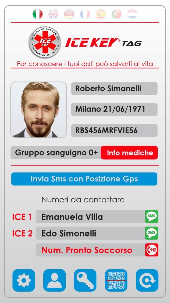 The first emergency portable system - L interfaccia Interfaccia grafica smartphone/tablet ICE-KEY App - Foto - Data di nascita - Luogo di nascita - Codice fiscale (AVS)