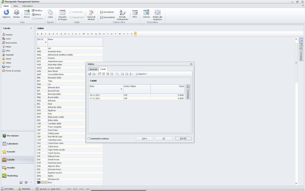 Multivalute Il programma utilizza una valuta base dello studio per le valutazioni interne, mentre può fatturare