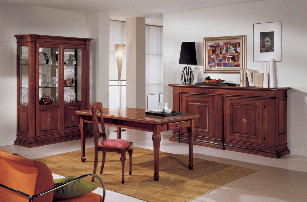 Credenza 2 porte 2 cassetti in noce Sideboard 2 doors 2 drawers walnut wood cm. L. 221 - P. 64 - H. 115 ARTICOLO 6000 Credenza 2 porte 2 cassetti in noce, Sideboard 2 doors 2 drawers walnut wood cm.