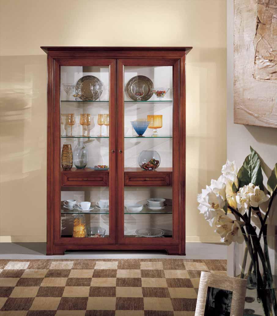 Vetrina 2 porte con cassettiera interna, ripiani in cristallo (smontabile) Showcase 2 doors with inner drawers, crystal shelfs (dismantles)