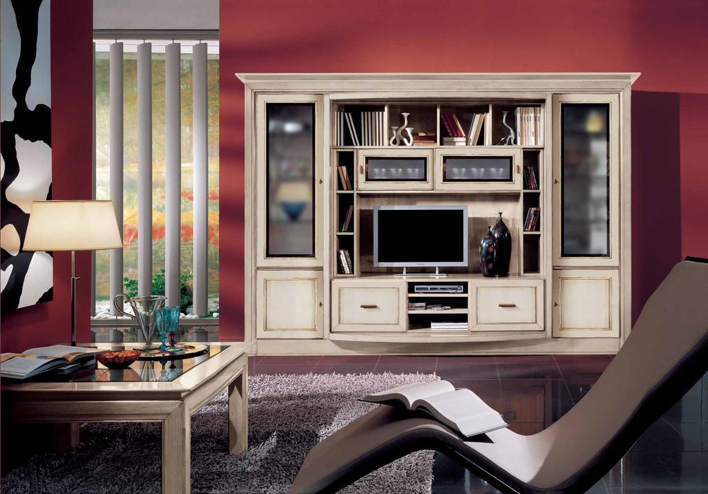 Soggiorno a schema fisso laccato bianco anta come foto Living-room unit-furniture