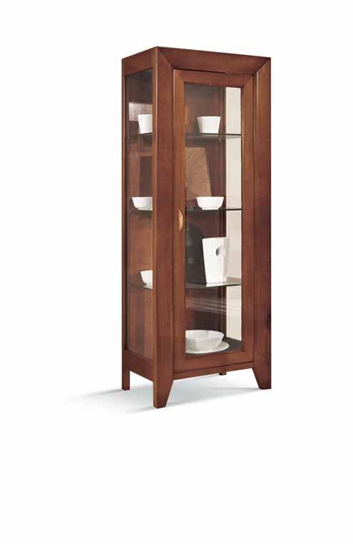 Vetrina con 1 porta e ripiani in cristallo. Showcase with 1 door and crystal shelves. cm. L. 70 - P. 43 - H.