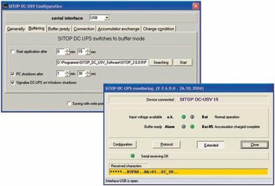 Alimentatori di continuità DC-UPS DC-UPS Funzioni Tool software DC-UPS Tramite l'interfaccia USB possono essere trasmesse ad un PC (ad es.