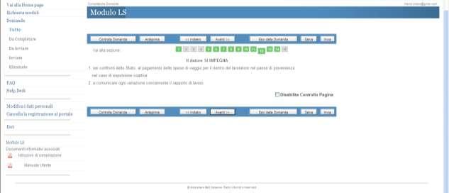 Dichiarazini del datre di lavr: alla data della richiesta indicare N.