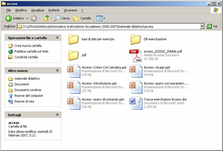 Interprete grafico: Windows directory file di tipo presentazione file di tipo documento Word file di tipo documento PDF 19 Comandi tipici di un interprete grafico Vedere il contenuto di un file sullo