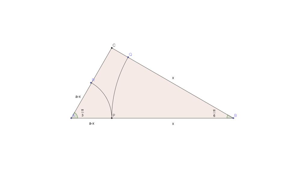 Sessione Ordinaria 8 Corso di Ordinamento Problema Punto a) Il triangolo è la metà di un triangolo equilatero e risulta: a AC e BC a Inoltre è AP AR a x e BP BQ x Le limitazioni da imporre vengono