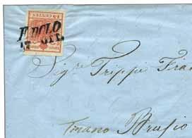 208 209 208 Lettera da Battaglia 26.2.1853 per Padova affrancata con 15 c.