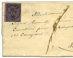 Lettera da Piacenza 10.3.1854 per Brescia affrancata per 15 c.