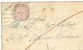 Lettera da Aix les Bains 20.9.1854 per Sanremo affrancata con coppia del 5 c.