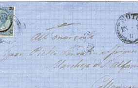 Lettera da Modena 1.3.1860 per Fiumalbo affrancata con 20 c.mi della IV em. di Sardegna.