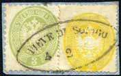 34 33 33 3 soldi verde V em. e 2 soldi giallo IV em. su frammento (nn. 36,42). 70 34 Interessante framm. da Venezia recante 2 soldi giallo IV em.