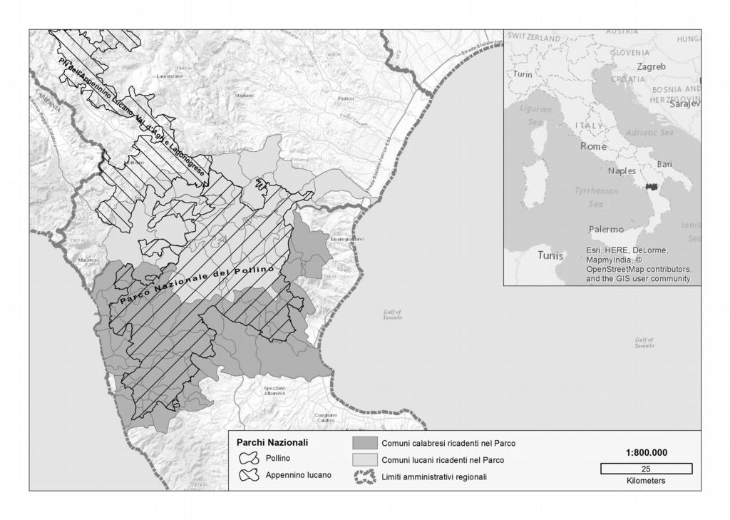 Atlante dei Paesaggi del Pollino Fig. 1 Inquadramento territoriale del Parco Nazionale del Pollino 2. Nota metodologica Nel percorso metodologico seguito, illustrato nella fig.