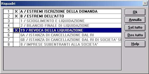 Si compilano i riquadri obbligatori, già selezionati, e si seleziona il riquadro 19 (revoca della liquidazione) Confermare con un clic su OK Fig.5 Fig.