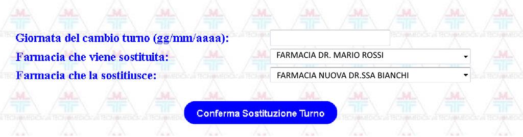 o) Riga personalizzabile farmacia in turno: scritta fissa visibile unicamente nella schermata FARMACIA DI TURNO.