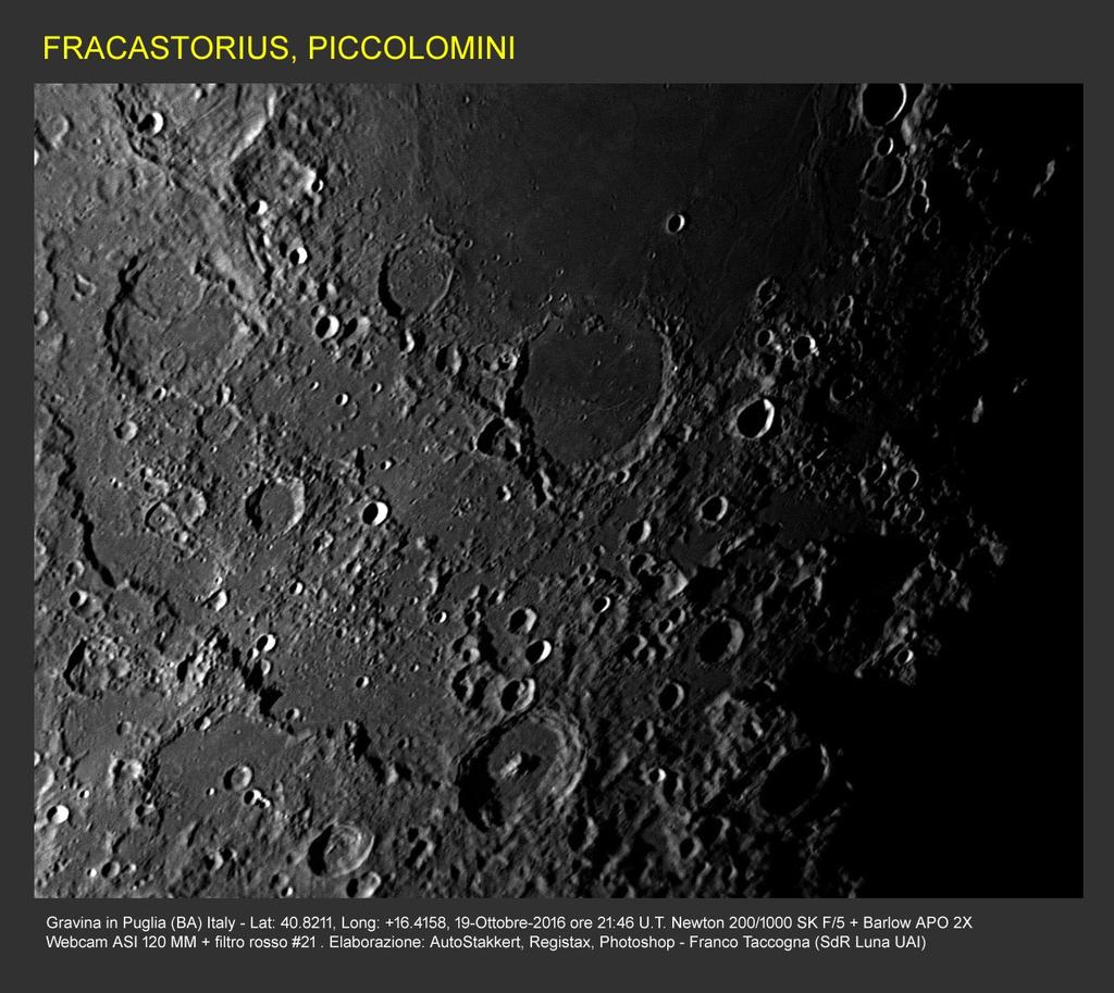 Le foto della Sezione di Ricerca Luna - UAI..Fracastorius e Piccolomini, ripresi il 19 ottobre 2016.