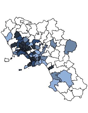 Figura 2a: Distribuzione degli in Campania negli anni 1998-2001 per alcune cause di morte secondo il distretto