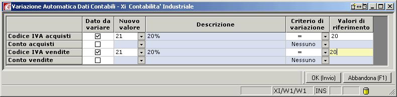 famiglia, marca, classe merceologica o altro. Altrimenti visualizzarli tutti. Posizionarsi nella linguetta dati contabili.