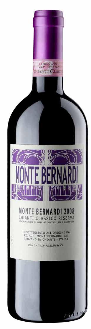 MONTE BERNARDI Chianti Classico Riserva DOCG Questo è un Chianti Classico Riserva elegante, ricco e corposo composto da Sangiovese (95%) e Canaiolo Nero (5%).