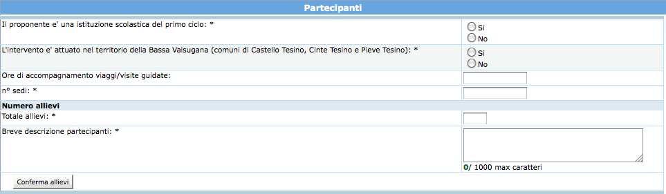 le ore di accompagnamento per viaggi/visite guidate. Una volta inseriti tutti i dati è necessario selezionare informazioni inserite. per salvare le N.B.