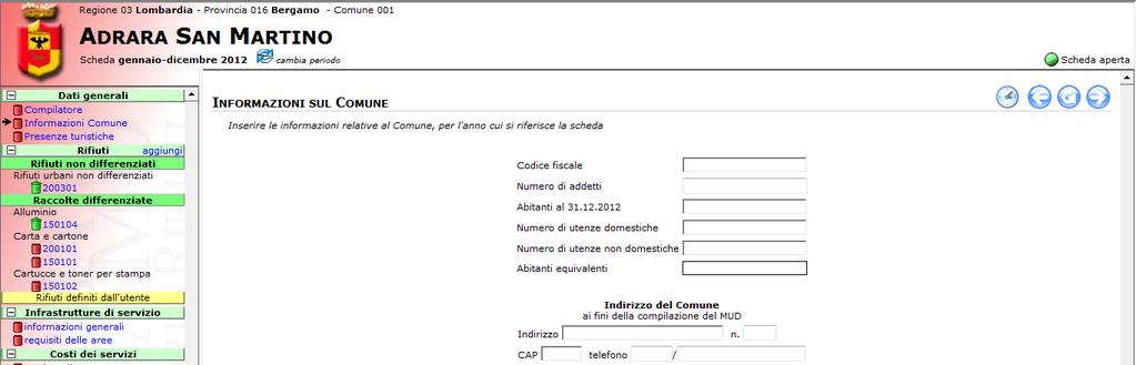 O.R.SO: scheda comuni navigazione 2/3 Indicatore pagina corrente