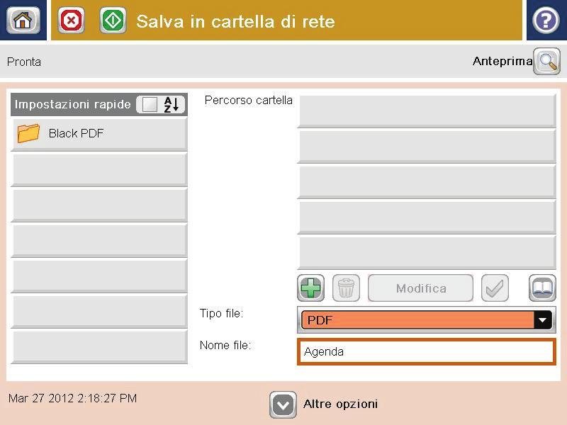 5. Se necessario, toccare il menu a discesa Tipo file per selezionare un formato file di output diverso.