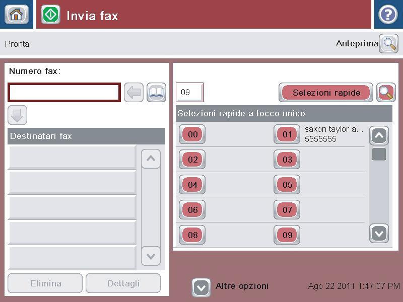 Invio di un fax tramite immissione manuale dei numeri 1.