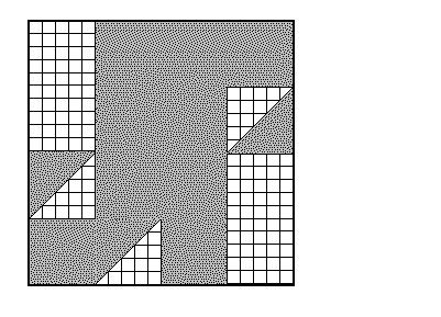 RSA0096 Quale frazione del disegno non è quadrettata? a) 21/32. b) 5/16. c) 9/17. d) 29/25.