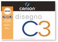 ALBUM E FOGLI DA DISEGNO ALBUM CANSON C3 Album da disegno collato lato corto con 10 fogli lisci colore nero profondo da 120 g/mq.