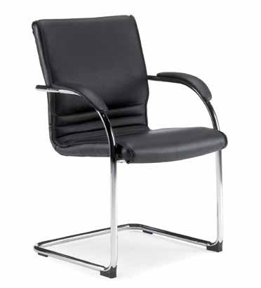 SEDIE SEDIA LAYER KIT 536 Elegante sedia fissa per ufficio rivestita in pelle nera bi-cast, retroschienale
