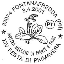 CASTELNUOVO DI FARFA (RI) DATA ED ORARIO DEL SERVIZIO: 7/4/2001 orario 15/21 per la Filatelia della Filiale di 92100 RIETI Via