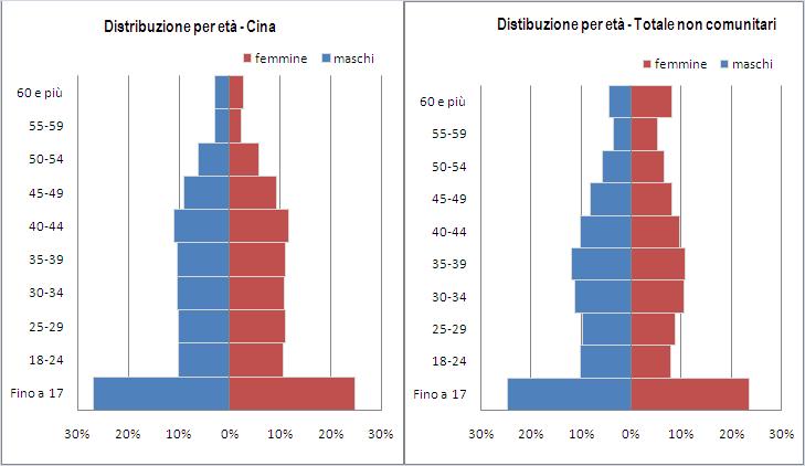 La comunità cinese in Italia: presenza e caratteristiche 23 La distribuzione per classi di età (grafico 2.1.