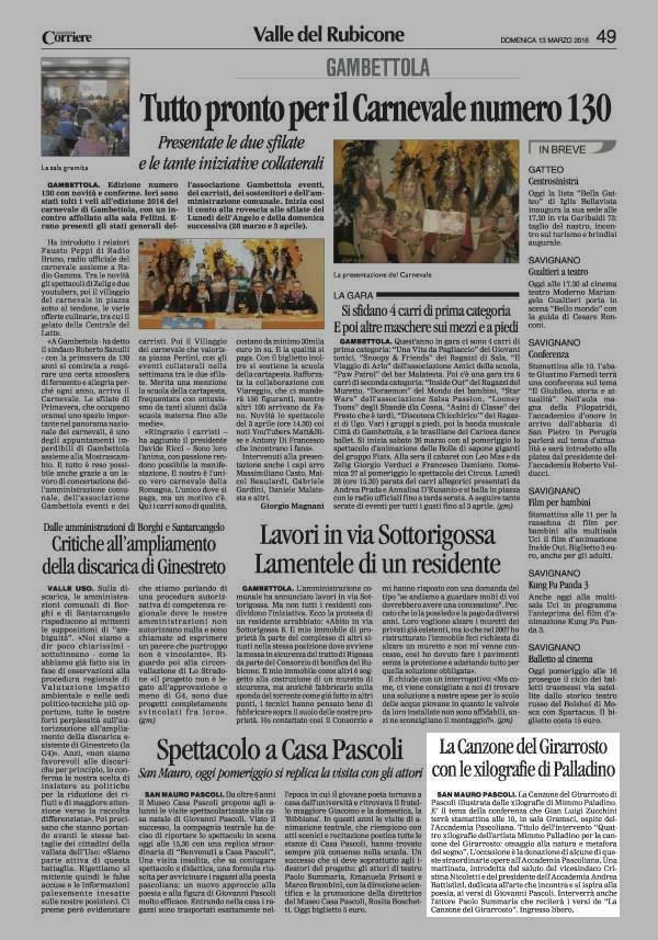 Pagina 49 Corriere di Romagna (ed. Forlì Cesena) Comune di San Mauro La Canzone del Girarrosto con le xilografie di Palladino SAN MAURO PASCOLI.