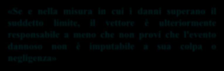 3 1 ultima parte «Se e nella misura in cui i danni superano il suddetto limite, il vettore