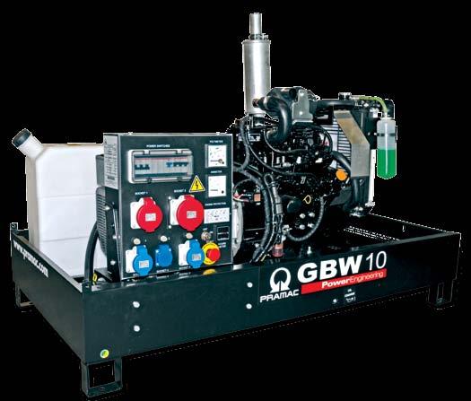 GAMMA STAZIONARI / VERSIONE APERTA GENERATORI GBW15p GBW22p GBW30p (1) GBW45p (1) POTENZA IN EMERGENZA LTP kw/kva 11,3/14,1 16,1/20,1 26,5/33,1 37,6/47,0 POTENZA CONTINUA PRP kw/kva 10,2/12,7