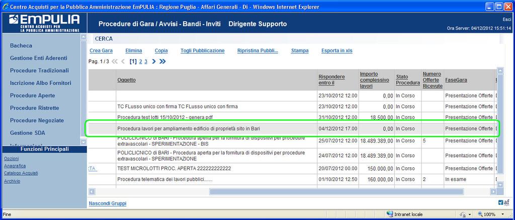 Selezionare Invia ; il sistema effettuerà alcuni controlli di congruenza sui dati inseriti visualizzando un messaggio