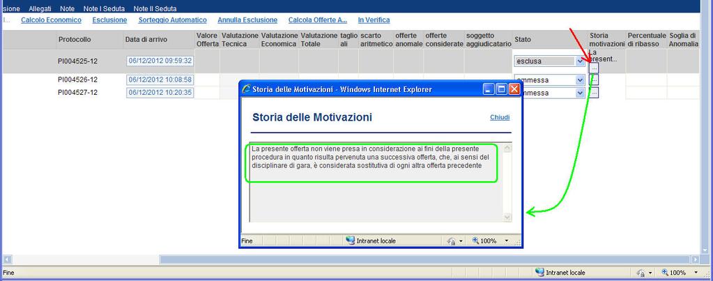 offerte, incluse quelle escluse in quanto invalidate da una successiva offerta dello stesso fornitore: Il click sul