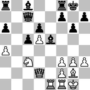 Tad1 0-0 Dopo 25...Dd6 26.Axd4 exd4 27.Txd4 Dxb4 28.Dxb4 Axb4 29.Axc4 e 25...Aa6 26.Axd4 exd4 27.Txd4 Axb4 28.Dxb4 Dxd4 29.Da5, il B. vince forzatamente. 26.Axd4 exd4 27.Txd4 Ta8 Tutto è collegato a sottili tatticismi: 27.