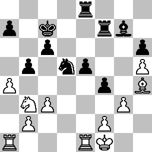 22 e5 Il pedone è intoccabile, in quanto la sua cattura condurrebbe alla rovina il B, e così il N. si garantisce una durevole iniziativa sul lato di Re. 16...Dxb6 17.Ce5 Dc7 18.Ce4 Cxe4 19.