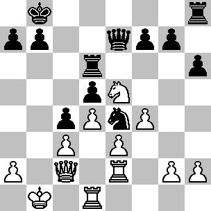 Lilienthal,A - Botvinnik,M Mosca 1945 1.e4 c5 2.Cf3 Cc6 3.d4 cxd4 4.Cxd4 e5 5.Cb5 a6 6.Cd6+ Axd6 7.Dxd6 Df6 La posizione del B.