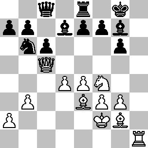 17.Rh2 Tad8 18.Cf3 Ch7 Il N. sviluppa al massimo i suoi cinque sensi e trova la miglior possibilità. Dopo la manovra b2-b3, Ae3, Dc2 e Tad1 egli si sarebbe ritrovato completamente immobilizzato. 19.