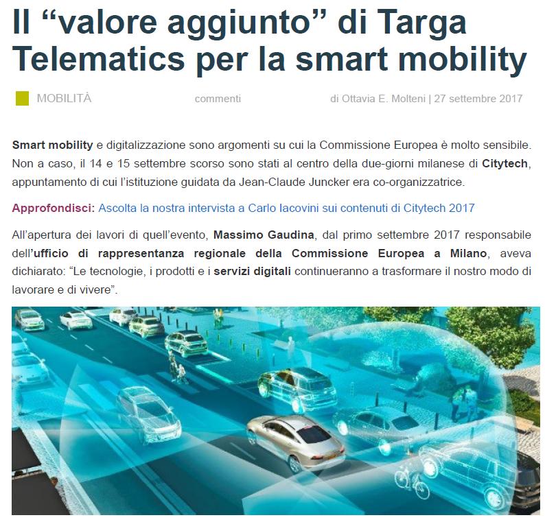 Il valore aggiunto di Targa Telematics per la smart mobility 27 Settembre 2017 Fleetmagazine.