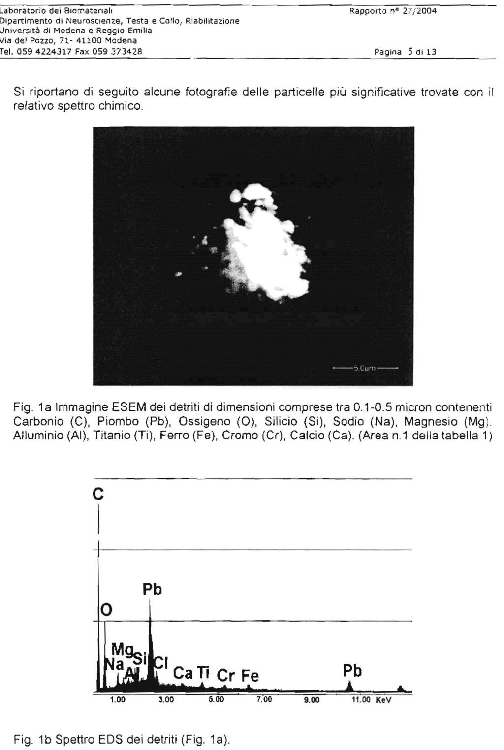 aboratorio dei Biomatenall Rapport-J no 27;'2004 ipartimento di NeurosClenze, Testa e Collo, Riabilitazione niversità di Modena e Reggio Emilia ia del Pozzo, 71-41100 Modena el.