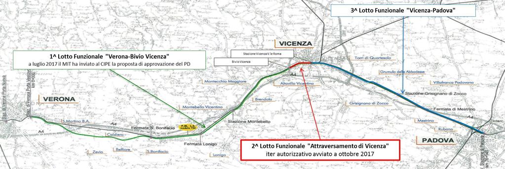 Tratta AV/AC Verona - Padova La Tratta AV/AC Verona-Padova si inserisce nel Corridoio Mediterraneo della rete TEN-T.