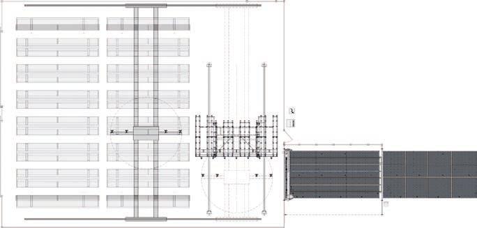 Impianto con carroponte e magazzini fissi Plant with crane