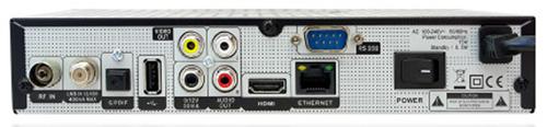 Connessioni : 2x USB, HDMI, RCA, LNB IN, ANT IN, SPDIF, LAN, RS232, 0 / 12V RTC (Real Time Clock - ) Slot common interface