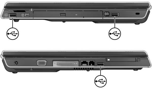 Aggiornamento e sostituzione dei componenti hardware Collegamento di una periferica USB L'interfaccia hardware USB (Universal Serial Bus) può essere utilizzata per collegare al notebook o ad un