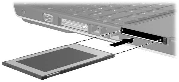 Aggiornamento e sostituzione dei componenti hardware Inserimento di una scheda PC Card ÄATTENZIONE: Per evitare di danneggiare i connettori della scheda PC Card, considerare quanto riportato di