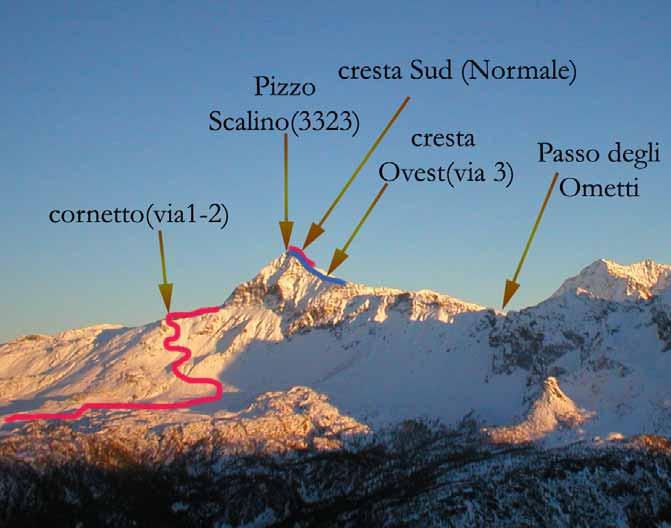 5 vie al Pizzo Scalino (m 3323) La vetta degli antichi topografi Il pizzo Scalino, cima semplice e estremamente panoramica, è uno dei migliori punti d osservazione sulla Valmalenco.