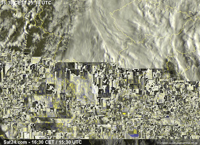 Le immagini del radar ARPAV di Teolo mostrano alle 14.