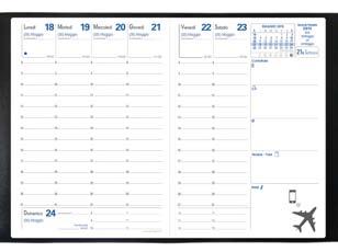 Agenda Rigiro L agenda settimanale Planing in formato tascabile, una settimana su due pagine. rilegatura cucita. La versione è dotata di sistema di chiusura magnetica.